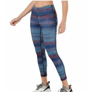 Ideology Women's Mid Rise Chevron-Print Leggings Blue Size M
